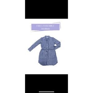 Free Assembly Women’s Long Sleeve Button Up Tie Waist Striped Shirt Dress Medium